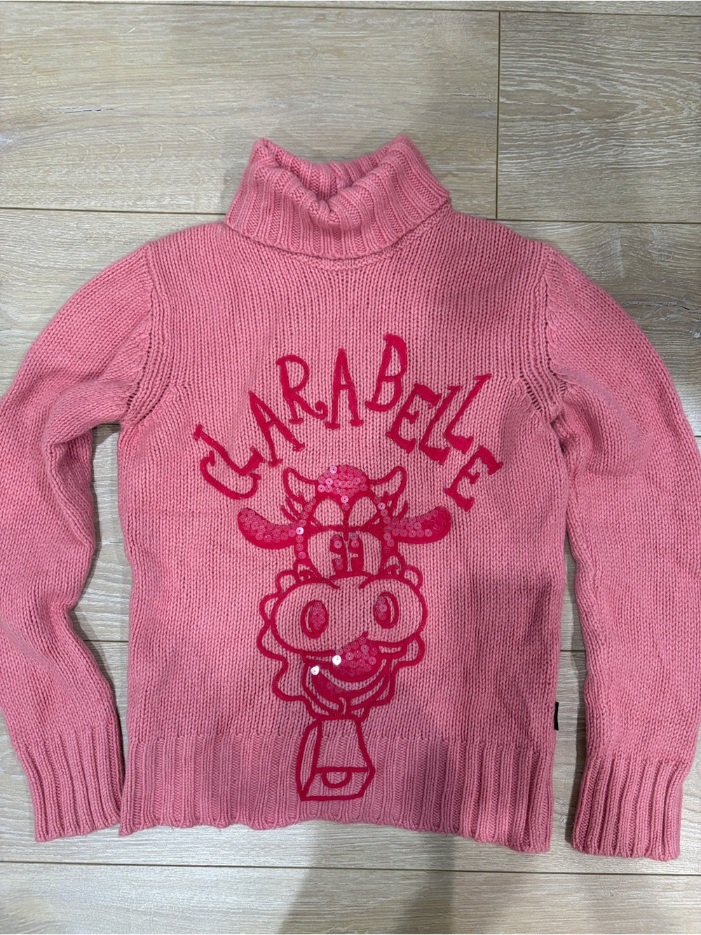 Vtg 90s History by Gilmar Disney Clarabelle Cow Knit Sweater Made in Italy